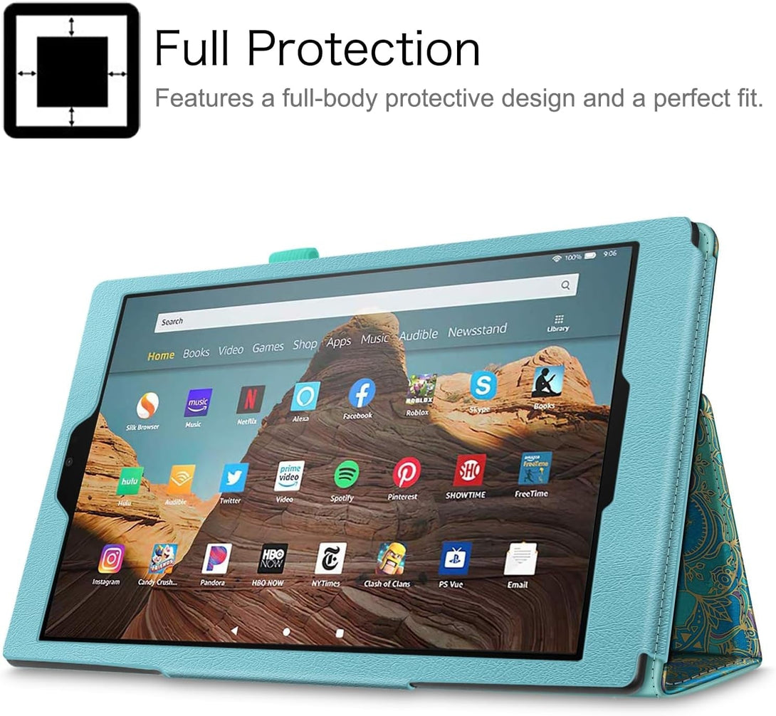 Fintie Folio Case for Amazon Fire HD 10 Tablet (Compatible with 7Th and 9Th Generations, 2017 and 2019 Releases) - Premium PU Leather Slim Fit Stand Cover with Auto Wake/Sleep, Shades of Blue
