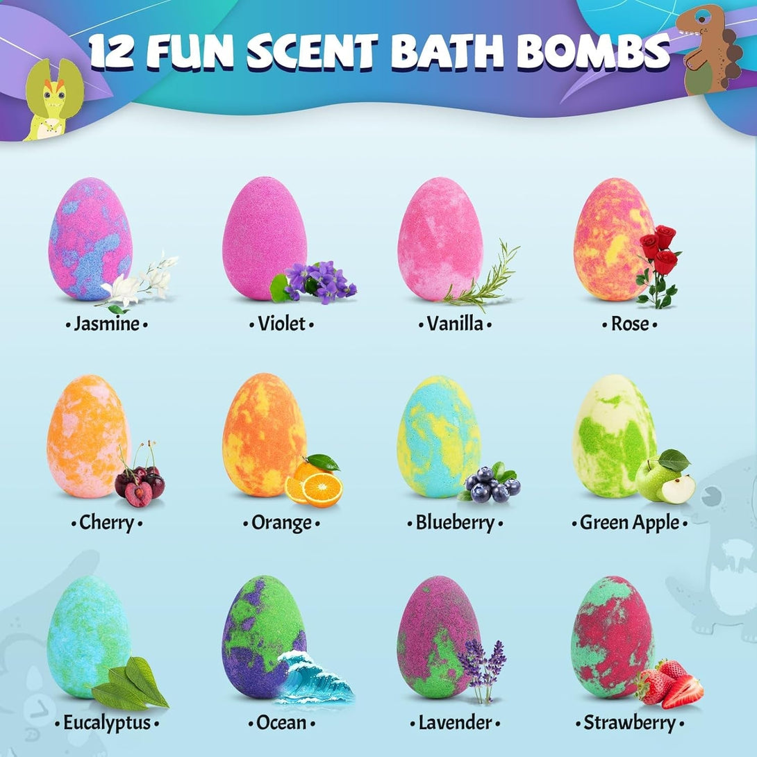 Bath Bombs for Kids with Surprise Toys inside - 16 Pack Organic Dinosaur Eggs Bath Bombs Gift Set, Dino Eggs, Dinosaur Toys for Kids 3 4 5 6 7 8 9 Years, Birthday Gifts for Boys Girls