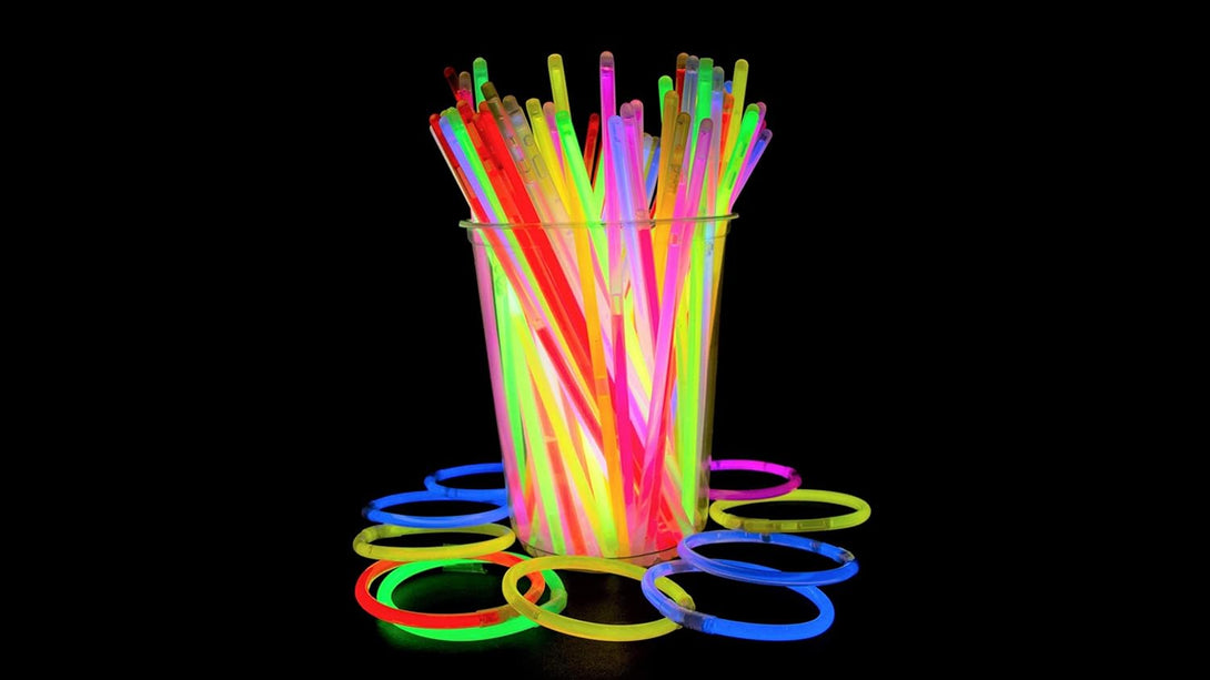 Crown Display Glow Sticks Party Package Includes 100 X 22 Glow in the Dark Necklaces & 100 X 8 Light up Bracelets Comes in a Variety of Colors & Added Bonus Connectors