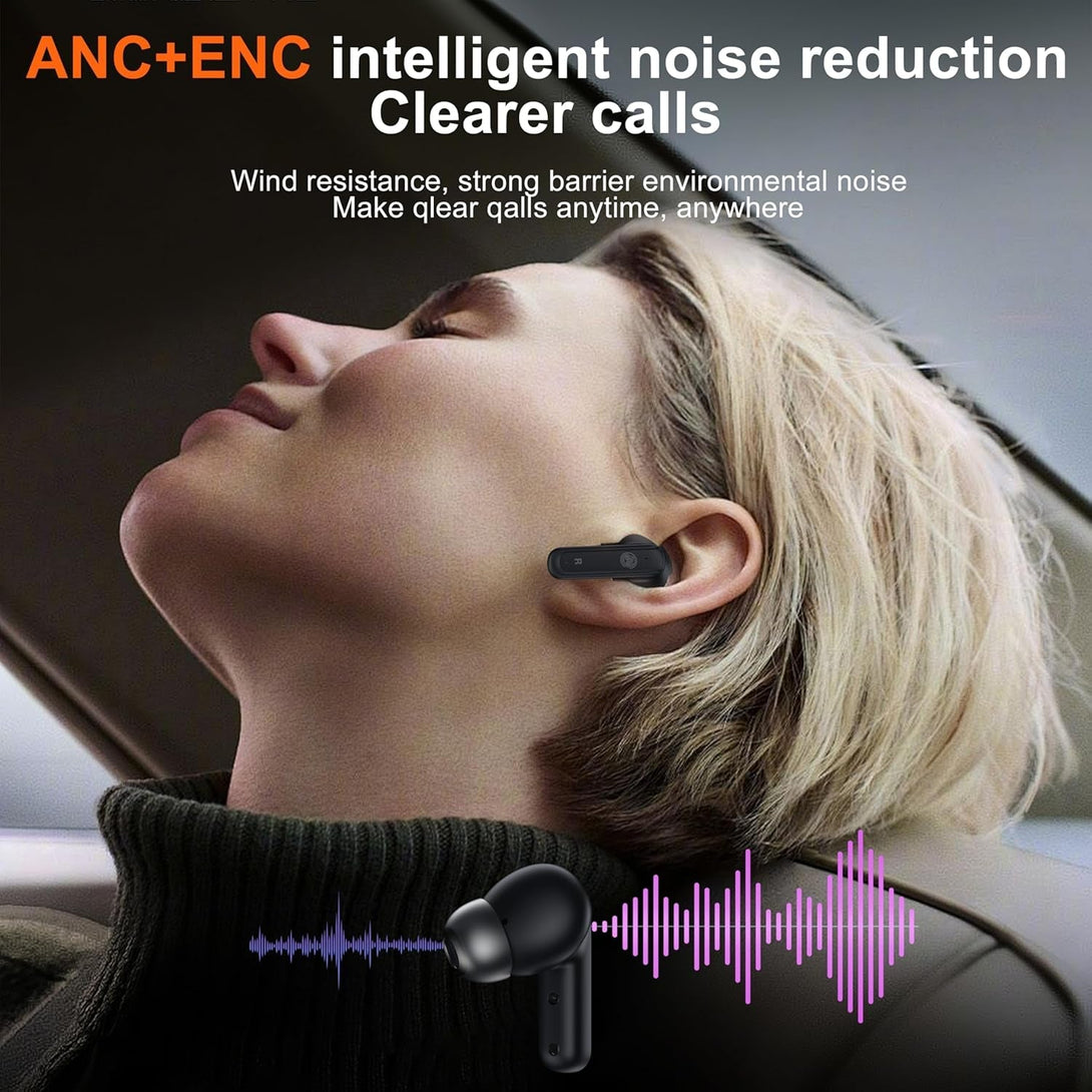 THREE PEACHES Ear Buds Wireless Earbuds Bluetooth 5.4 Headphones, Touch Screen Earbuds, Call ENC Noise Active Noise Cancelling, In-Ear Headphones USB Charging Case Earbuds for Iphone/Android, Black