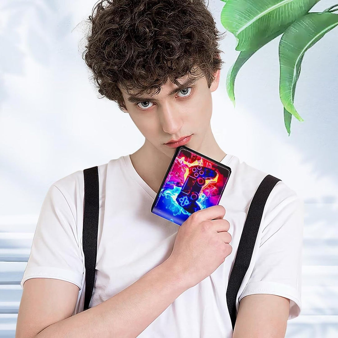EXXBYELI Boys Wallet for Kids, Cool Kids Gamer Wallet for Boys Ages 8-10 9-12 11-15 with Credit Id Card Cash Holder Black Rfid Blocking Zipper for Teen Youth Guys Teenager Birthday Christmas Gifts