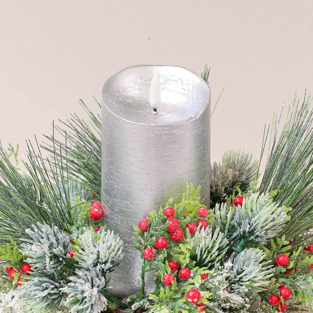 ANGELLOONG Battery Operated Candles with Remote, Real Wax Flickering Flameless Candles with Timer, Set of 3 Electric LED Candles for Valentines Wedding Holiday Party Home Decor, Silver