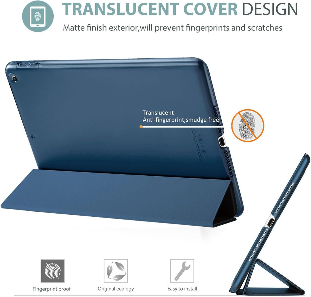 Procase Smart Case for Ipad 9.7 Inch Ipad 6Th/5Th Generation Case 2018 2017(Model: A1893 A1954 A1822 A1823), Ultra Slim Lightweight Stand Case with Translucent Frosted Back Smart Cover -Navy