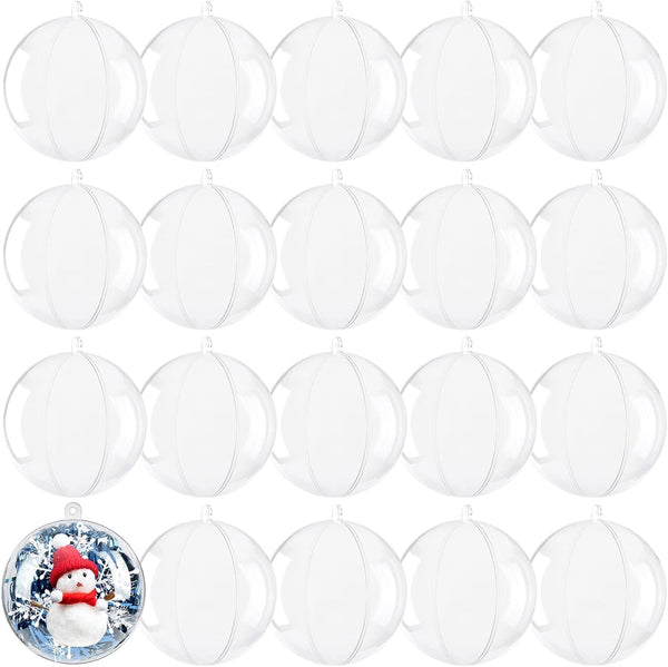 20Pcs Clear Fillable Ornaments Ball, AGM DIY Plastic Christmas Tree Hanging Ornaments Ball, 3.94'' Decoration Art Crafts for New Years Present, Holiday, Wedding, Party Home Decor (100MM)