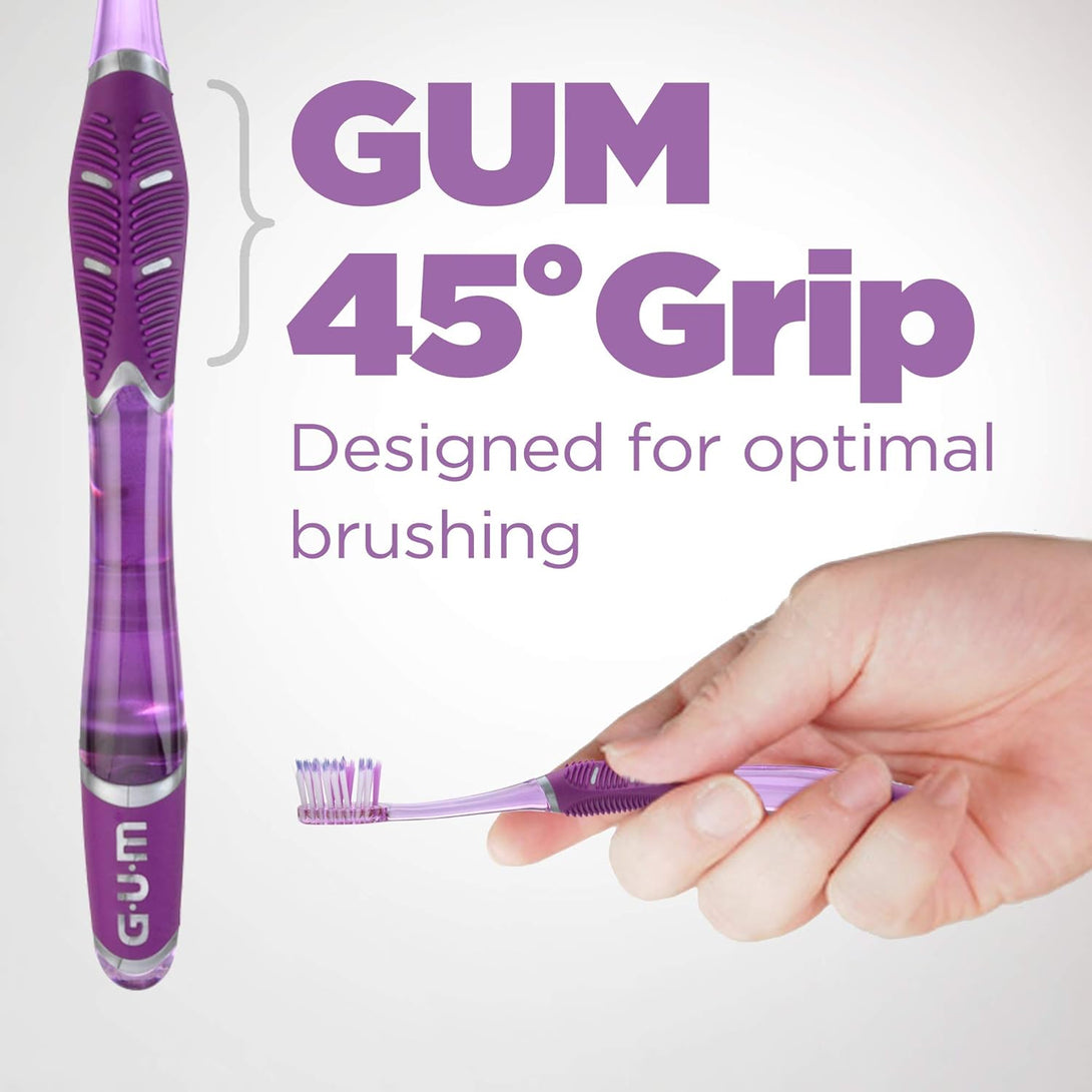 GUM Technique Deep Clean Toothbrush - Compact Soft - Soft Toothbrushes for Adults with Sensitive Extra Fine Bristles, 3Ct