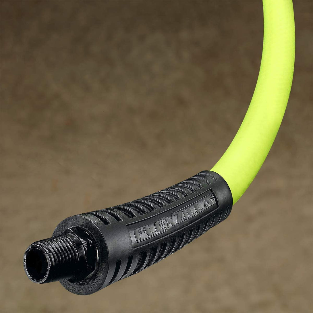 Flexzilla Air Hose, 3/8 In. X 50 Ft., 1/4 In. MNPT Fittings, Heavy Duty, Lightweight, Hybrid, Zillagreen - HFZ3850YW2