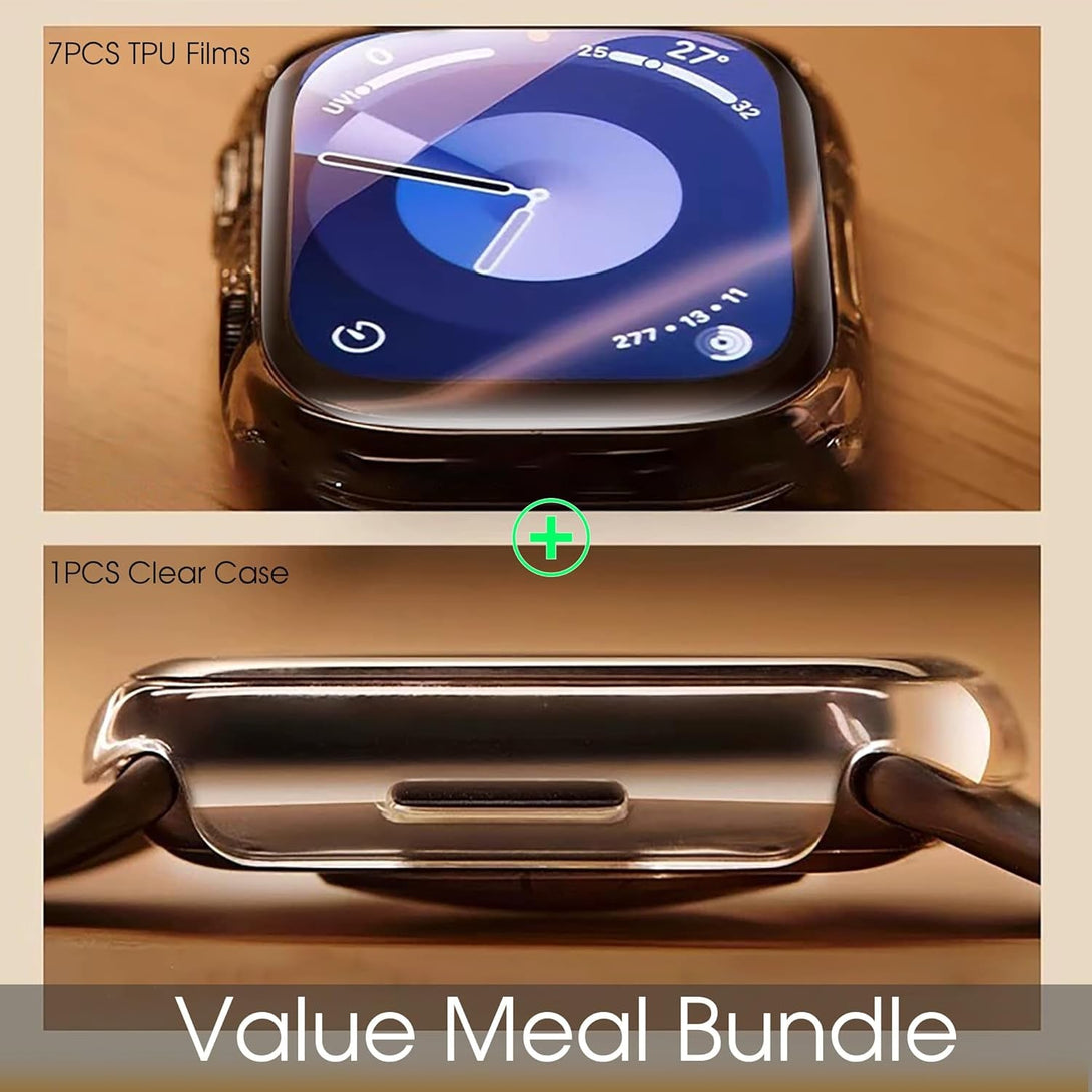 7 Packs for Apple Watch Screen Protector Series 9 8 7 41Mm, TPU Screen Protectors for Iwatch S9 S8 S7, Self-Healing Soft Film, Bubble-Free, Full Coverage, with Clear PC Case