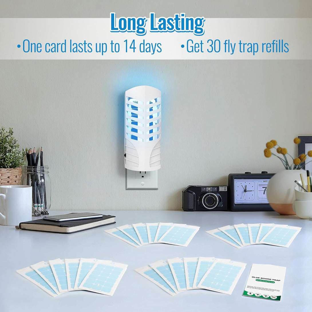 Qualirey 25 Pack Flying Insect Trap Refill Compatible with VEYOFLY Fly Trap LAMP Refill-Vf02, Glue Board Insect Catcher, Replacement Sticky Glue Cards for Insect Bug Mosquito Gnat Fly Trap Indoors