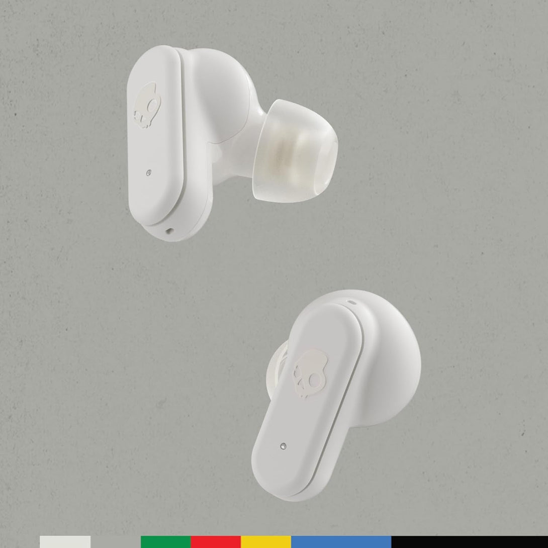 Skullcandy Dime Evo Wireless Earbuds, Bluetooth Headphones, Noise Isolating Fit, up to 36 Hours Battery, Microphone for Iphone Android, Easy Carry with Clip-Anywhere Case - Bone