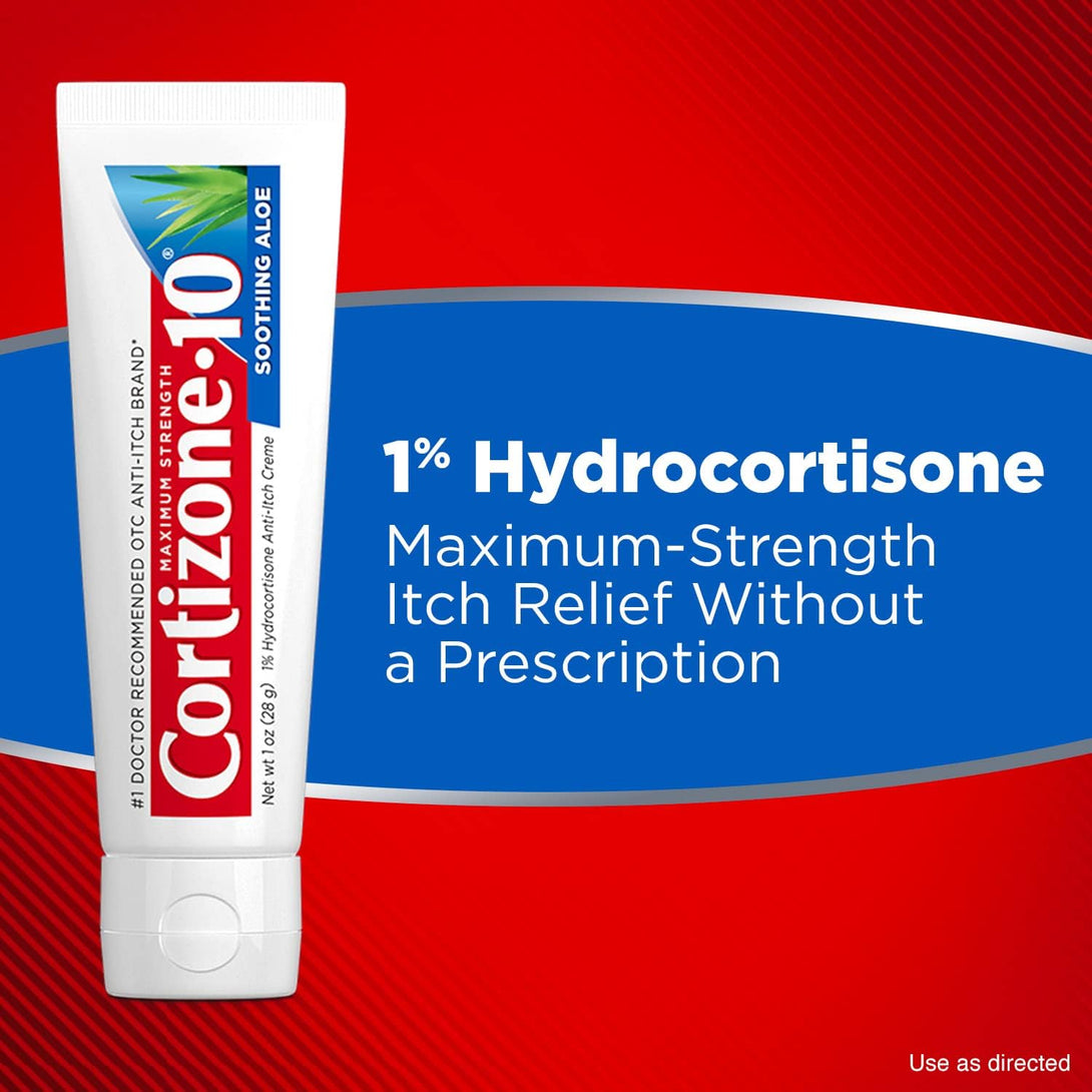 Cortizone 10 Maximum Strength Anti-Itch Cream with Soothing Aloe, 1% Hydrocortisone Creme, 2 Oz.