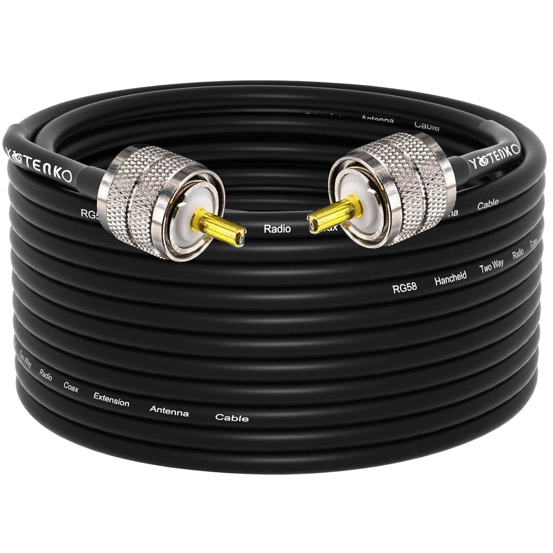 RG58 Coaxial Cable 49.2Ft, CB Coax Cable, UHF PL259 Male to Male Coaxial 50 Ohm Coax Low Loss for HF VHF CB Radio, Ham Radio, SWR Meter, Scanner, Antenna Analyzer