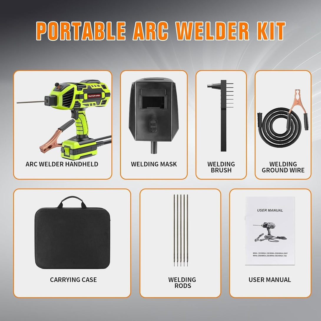110V 120Amp Welding Machine Handheld Portable ARC Welder Gun Hand Held Welder Machine with Digital Display IGBT Inverter 6 Variable Current Adjustment for 1/16''-1/8'' Welding Rods, Green