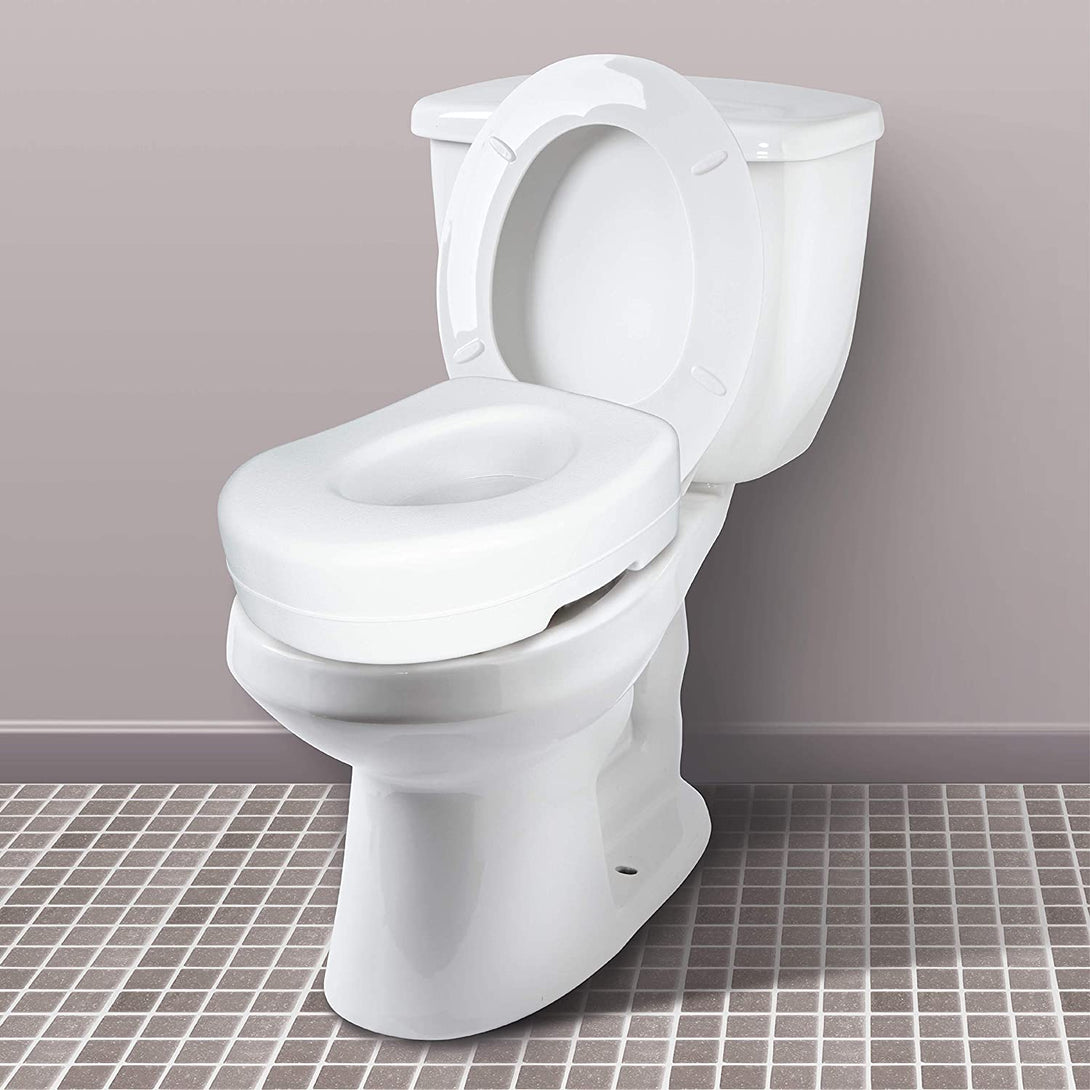 Carex Toilet Seat Riser - Adds 5 Inch of Height to Toilet - Raised Toilet Seat with 300 Pound Weight Capacity - Slip-Resistant (White)