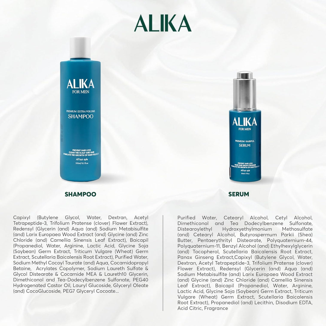 ALIKA Combo Shampoo and Serum Set Hair Growth for Men, Grow Gorgeous Hair Growth, Hair Loss Treatments, Suitable for Dry, Oily, Normal Scalp