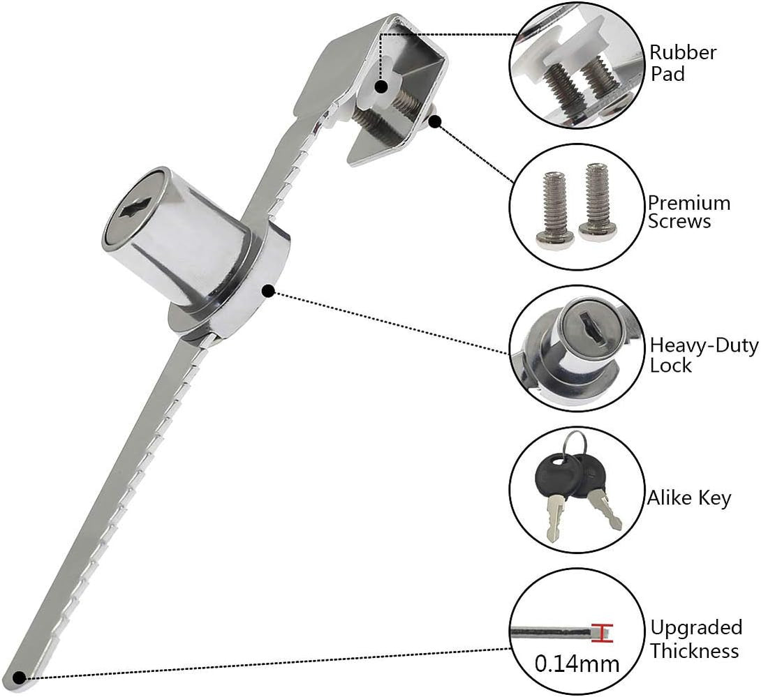 BTMB 4Pcs Drawer Display Case Showcase Sliding Glass Door Ratchet Lock with 8 Keys (Keyed Alike)