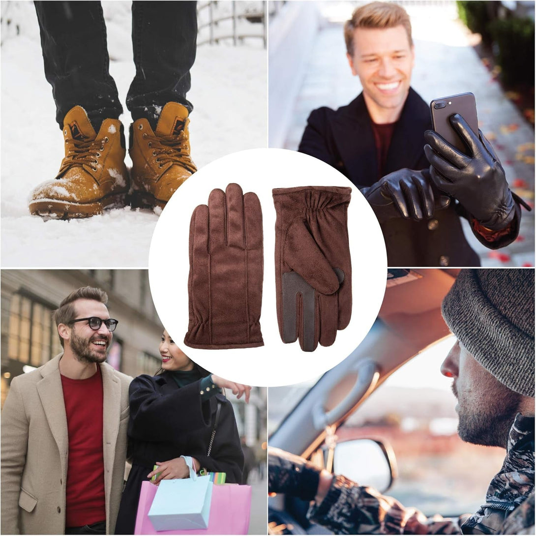 Isotoner Mens Microfiber Touchscreen Texting Warm Lined Cold Weather Gloves with Water Repellent Technology