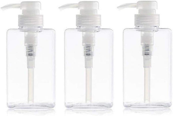 100Ml / 3.3Oz Refillable Empty Plastic Pump Bottles Jars Set for Makeup Cosmetic Bath Shower Shampoo Hair-Conditioner Toiletries Liquid Containers Bathroom Accessory Set (Transparent)