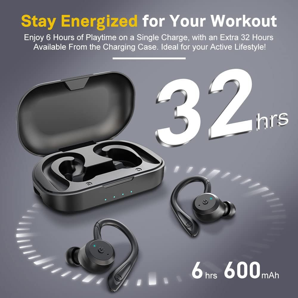 APEKX Bluetooth Headphones True Wireless Earbuds with Charging Case IPX7 Waterproof Stereo Sound Earphones Built-In Mic In-Ear Headsets for Sport Running Black
