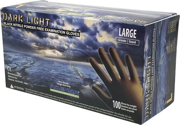 Adenna Dark Light Disposable Nitrile Gloves – 9 Mil, Heavy Duty Work Rubber Glove, Non-Latex & Powder Free, Large, Black