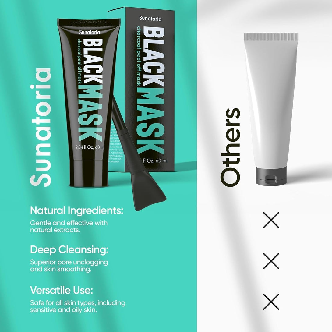 SUNATORIA Blackhead Remover Mask - for Women and Men - Activated Charcoal Peel off Face Mask - Deep Pore Cleaner Nose Blackhead Remover Pore Release - Black Head Remover for Face