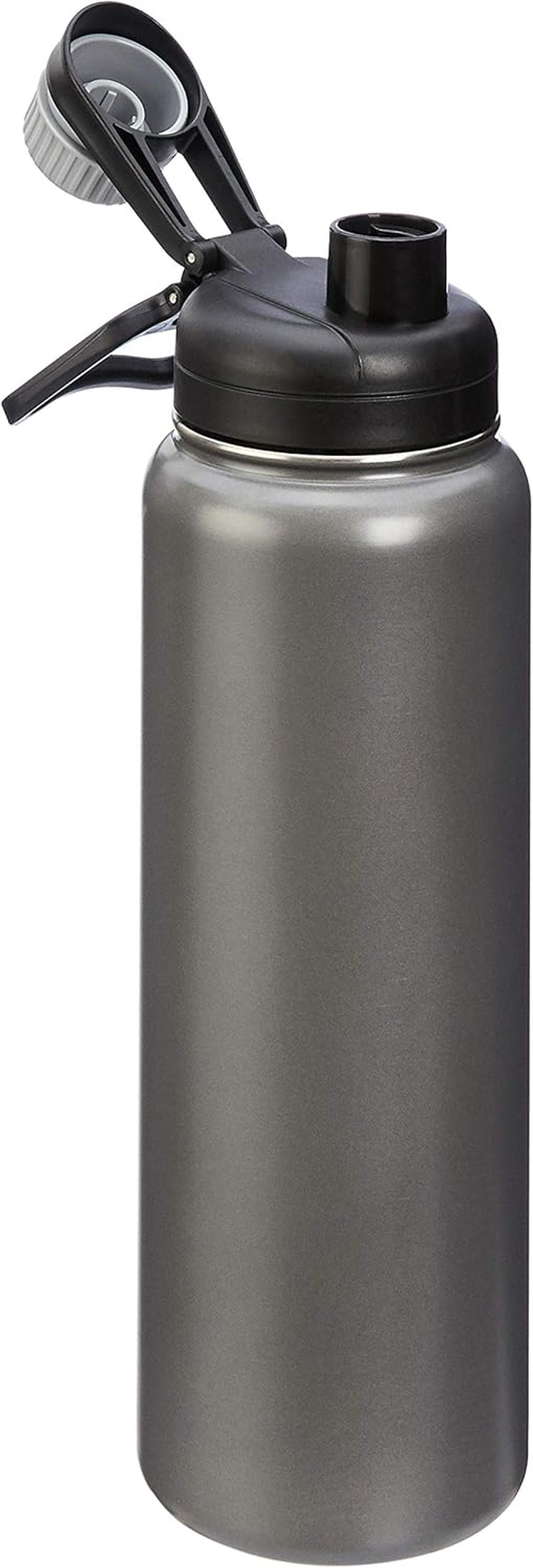 Amazon Basics Large Stainless Steel Insulated Water Bottle, Spout Lid, 30.1 Ounces, Gray