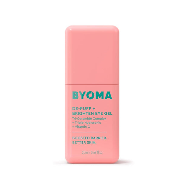 BYOMA De-Puff + Brighten Eye Gel - Lightweight Gel Eye Cream for Dark Circles, Puffiness & Wrinkles - under Eye Cream with Hyaluronic Acid & Vitamin C - Barrier Repair Skincare - 0.68 Fl. Oz