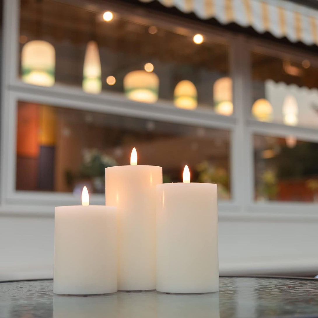 ANGELLOONG Flickering Flameless Candles with Remote, Real Wax Battery Operated Candles with Timer, Fake LED Pillar Candles for Wedding Holiday Farmhouse Home Decor, Ivory