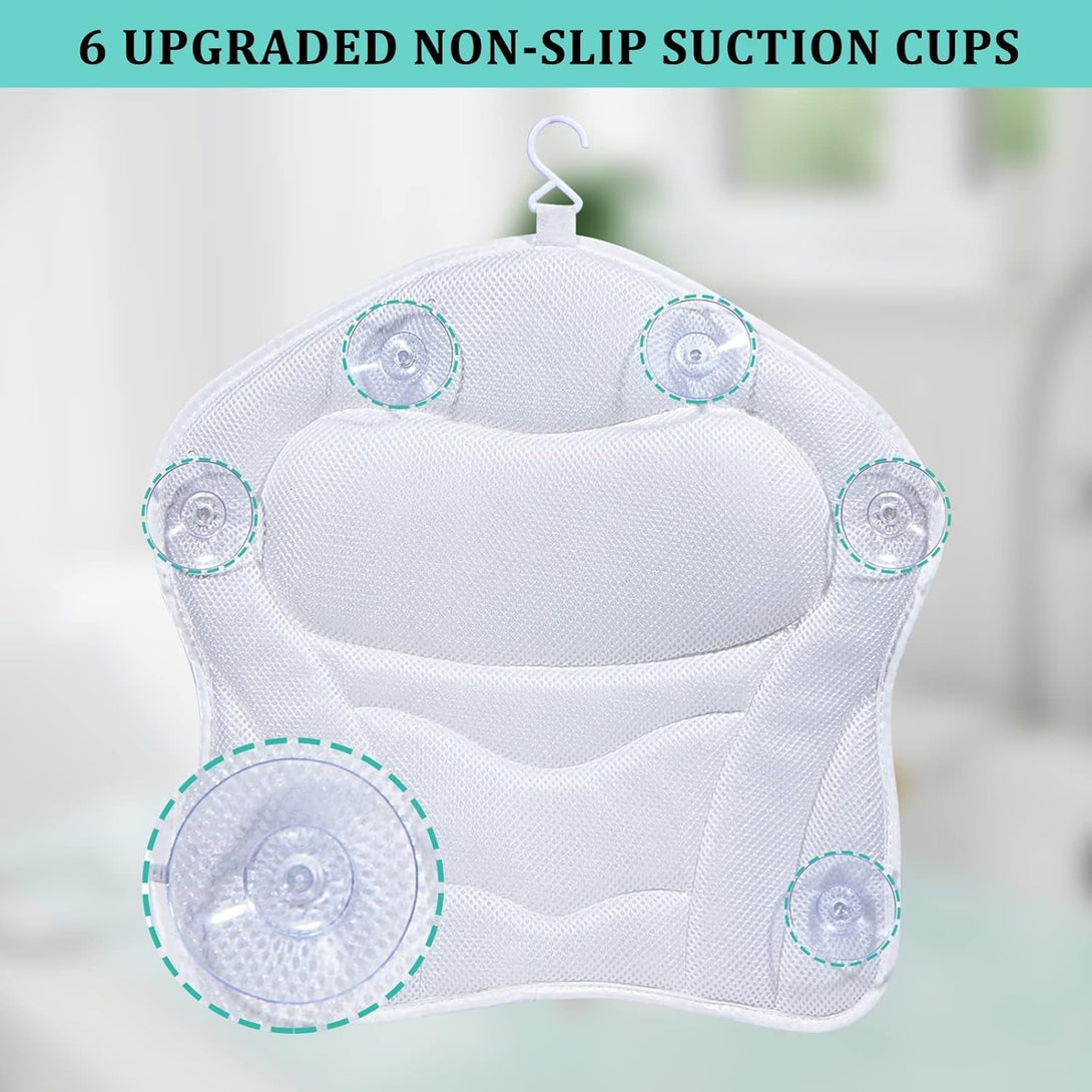 Bath Pillow, Tub Pillow for Bathtub with Strong Non-Slip Suction Cups and Comfortabl 3D Airmesh Bath Pillow for Women &Man…