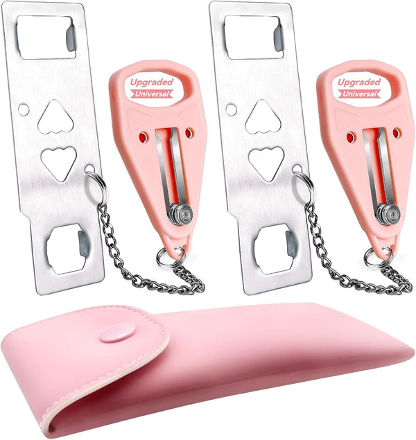 Acemining Portable Security Door Locker Travel Lockdown Locks for Additional Safety and Privacy Perfect for Traveling Hotel Home Apartment College-Pink(2 Pack)