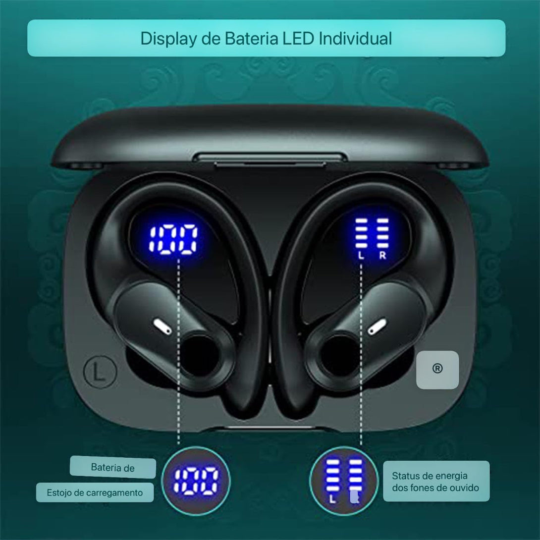 T59 Bluetooth Headphones Wireless Earbuds 72Hrs Playtime Wireless Charging Case Digital Display Sports Ear Buds with Earhook Premium Deep Bass IPX7 Waterproof In-Ear Earphones Black