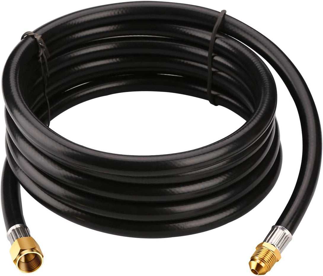 WADEO 12FT Propane Extension Hose, 3/8 Inch Female Flare Fitting, 3/8 Inch Male Flare Fitting Propane Hose for Gas Grill, RV, Turkey Cooker, Propane Fire Pit, Heater, Generator, Gas Grill, and More