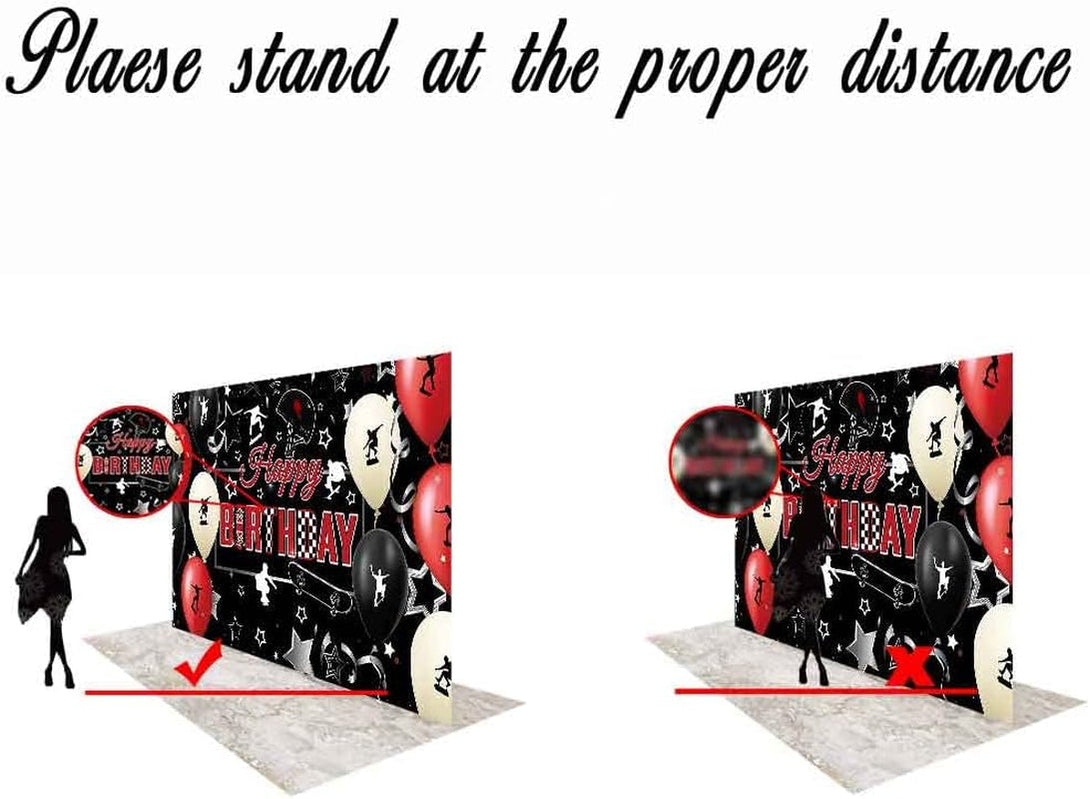 Skateboard Happy Birthday Backdrop 7X5Ft Extreme Sports Props Balloon Helmet Banner Photography Background for Teen Birthday Party Photo Booth Props BJZYAY3