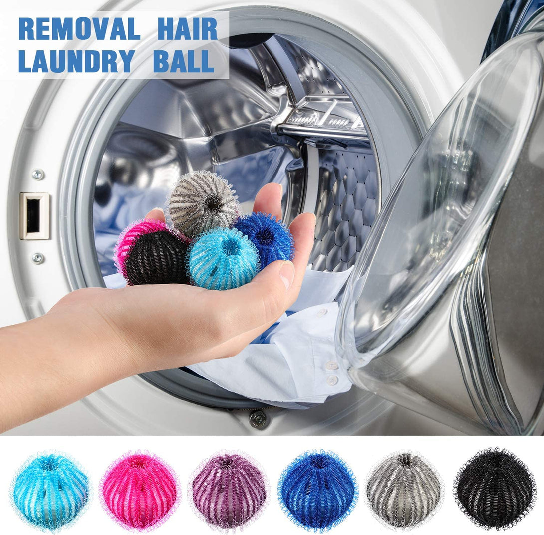 Blulu 12 Pieces Pet Hair Remover for Laundry Dryer Balls Reusable Washing Machine Hair Catcher Pet Dog Cat Hair Catcher Lint Remover (Light Blue,Blue,Grey,Black,Purple,Rose Red)