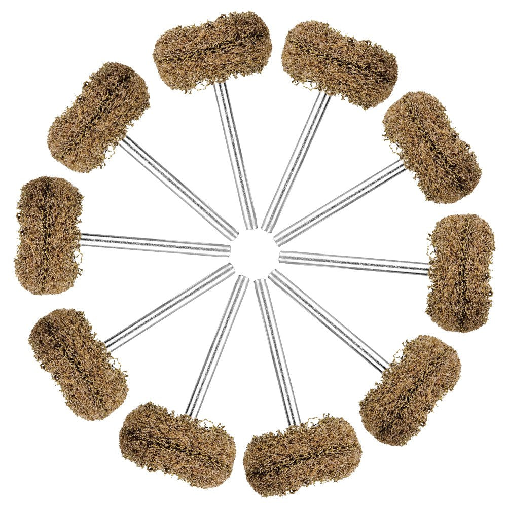 Rocaris 1" Brown 120 Grit Abrasive Buffing Polishing Wheels Burr for Rotary Tools-1/8(3Mm) Shank 50 Pack