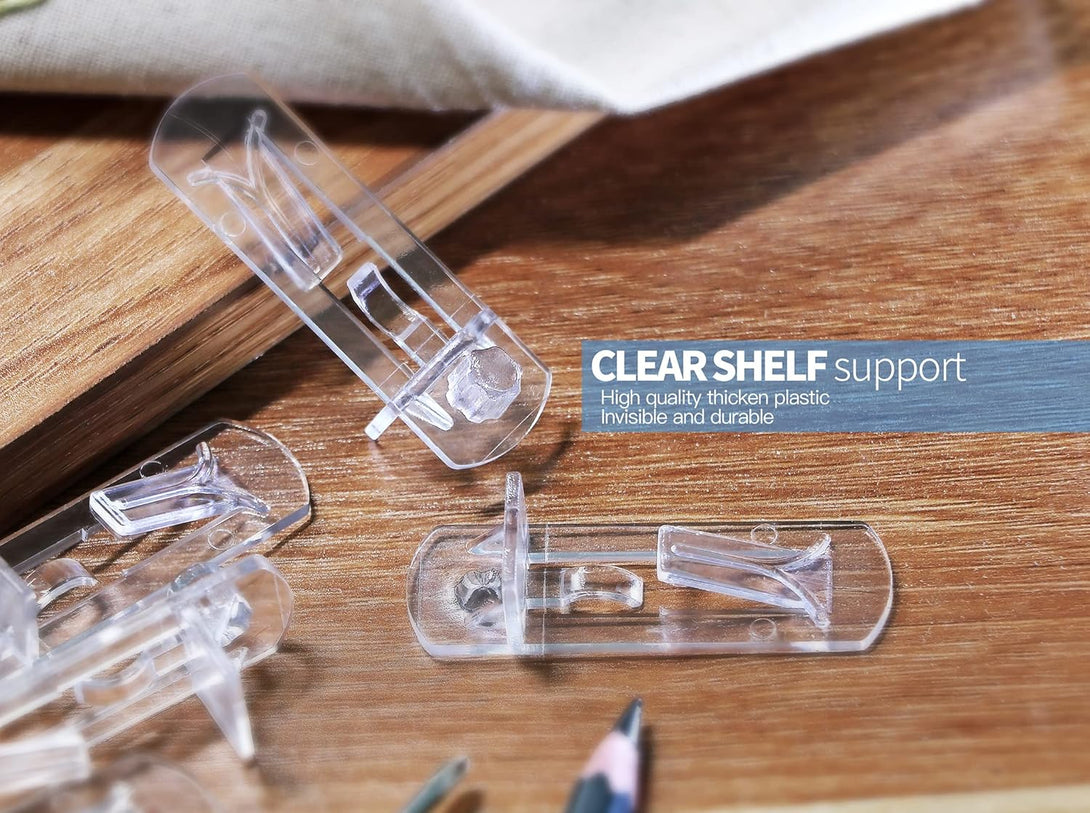 10Pcs Locking Shelf Support Pegs, 5Mm Shelf Pins Clear Shelf Clips Plastic Shelf Pegs for Shelves, 5Mm Peg X 5/8" Thick Shelf