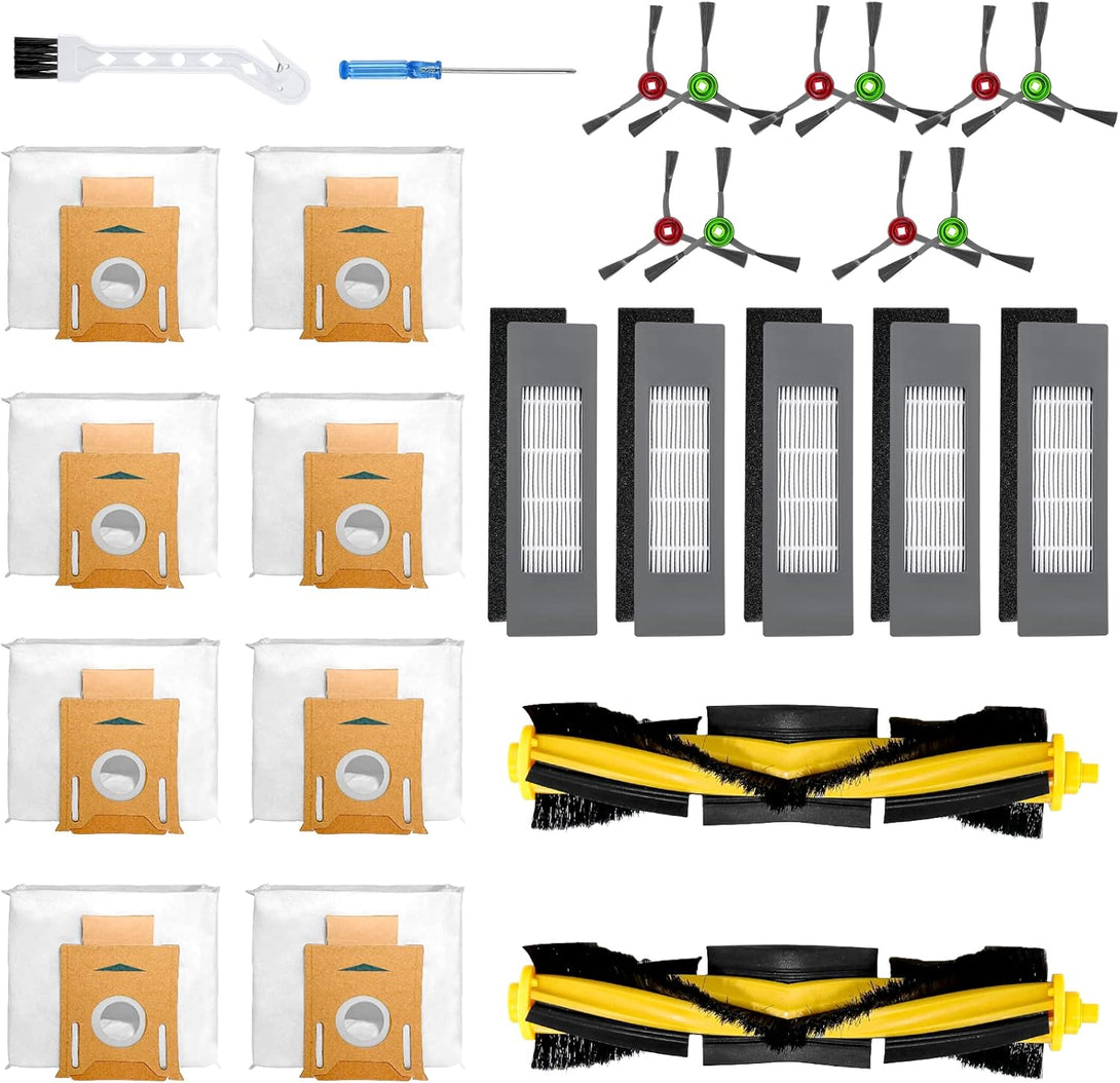T8 N8 Replacement Parts for Ecovacs-Deebot Ozmo T8 T8 Aivi T8+ T8 AIVI+ T8 MAX N8 Pro Plus/N8 Pro N8+ plus N8 Pro+ DEE.BOT Dust-Bags Main Brush Side Brushes HEPA Filters Replacement for Yeedi Vac