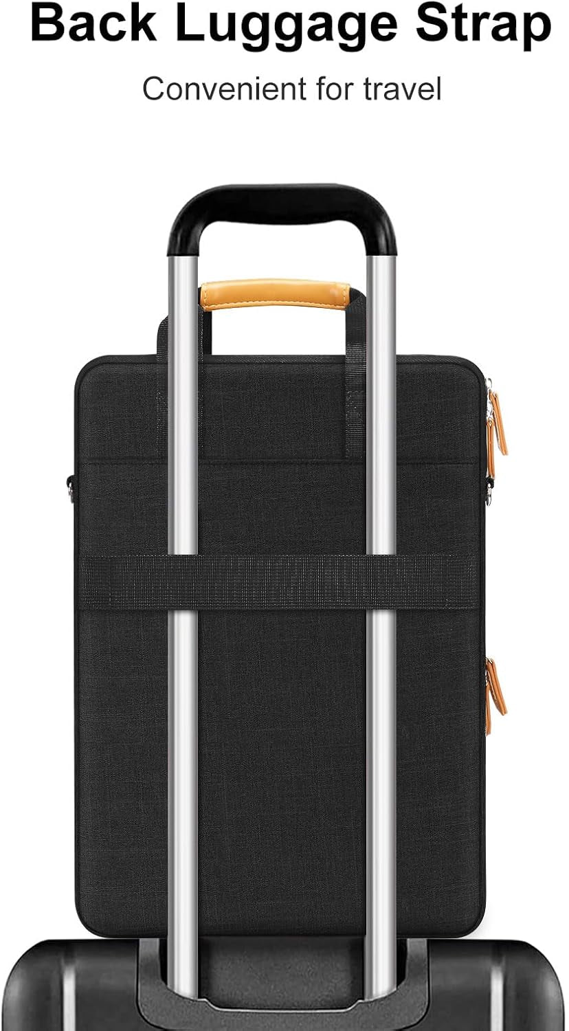 MOSISO 360 Protective Laptop Bag, 15.6 Inch Vertical Computer Bag Compatible with Macbook Pro 16 Inch, HP, Dell, Lenovo, Asus Notebook with Shoulder Strap & Front Raised & Vertical Pockets, Black