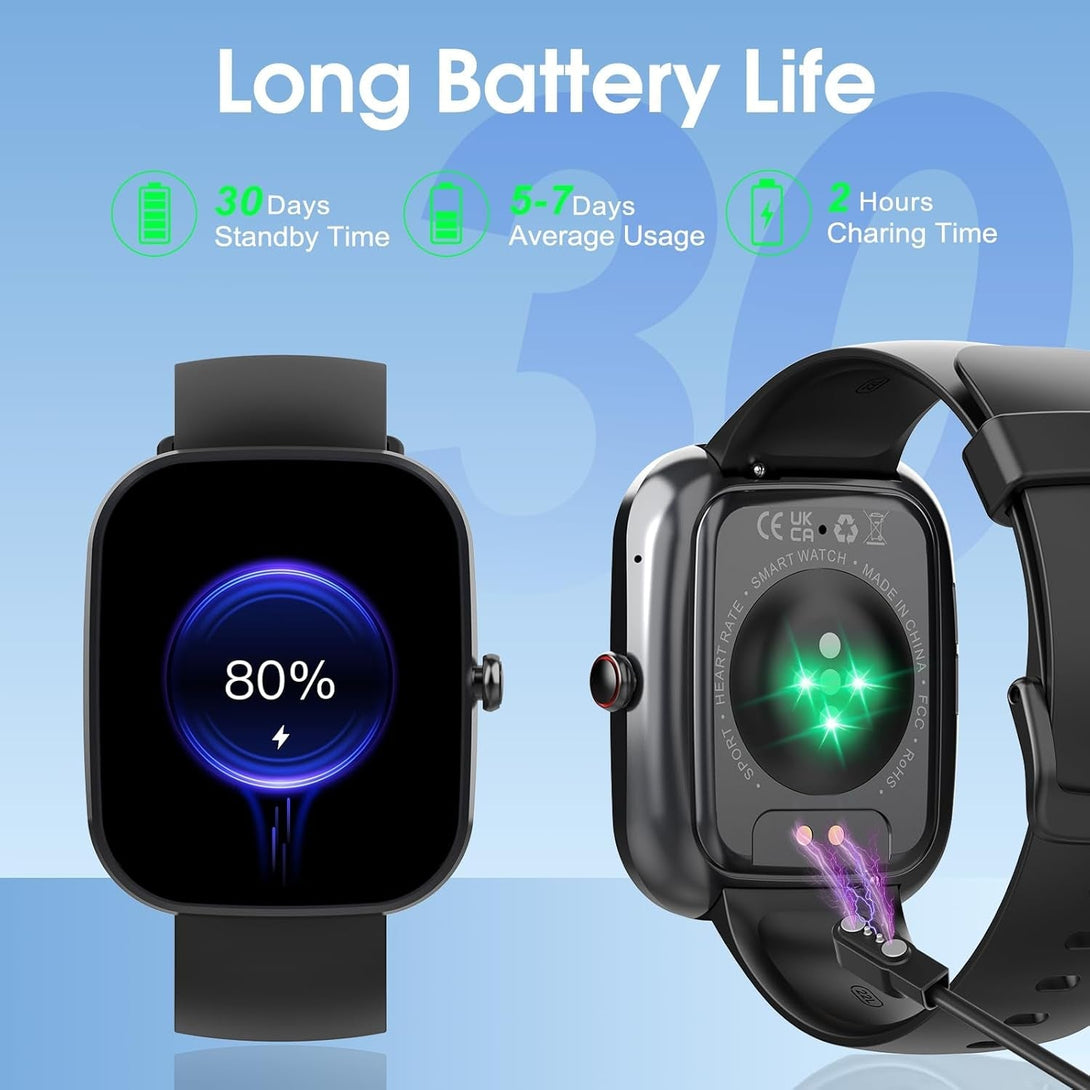 Smart Watch, 1.91" HD Screen Smartwatch for Men Women(Answer/Make Call), Fitness Watch with Heart Rate/Sleep Monitor/Steps Monitor, 110+ Sports Modes, IP68 Waterproof Activity Trackers, Black