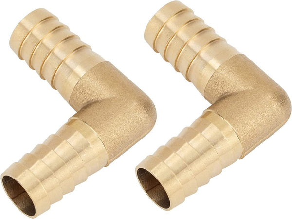 Yoebor Brass Hose Barb Fitting 90 Degree Elbow, 5/8" Barbed X 5/8" Barbed, Fuel/Air/Water/Boat/Gas/Oil WOG (Pack of 2)