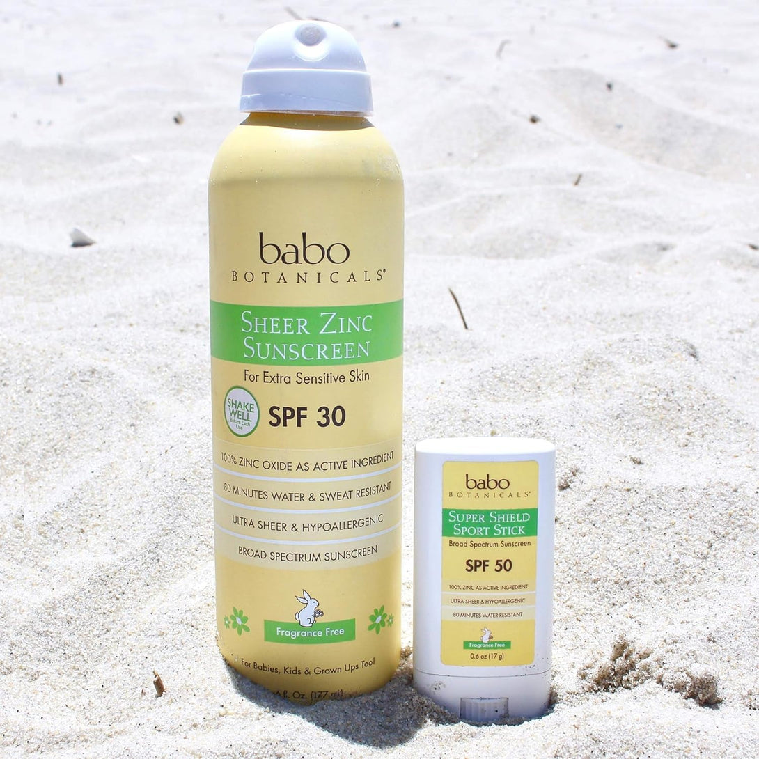 Babo Botanicals Super Shield SPF 50 Stick Sunscreen - 70% Organic Ingredients - Natural Zinc Oxide - for All Ages - NSF & Made Safe Certified - EWG Verified - Water Resistant - Fragrance-Free