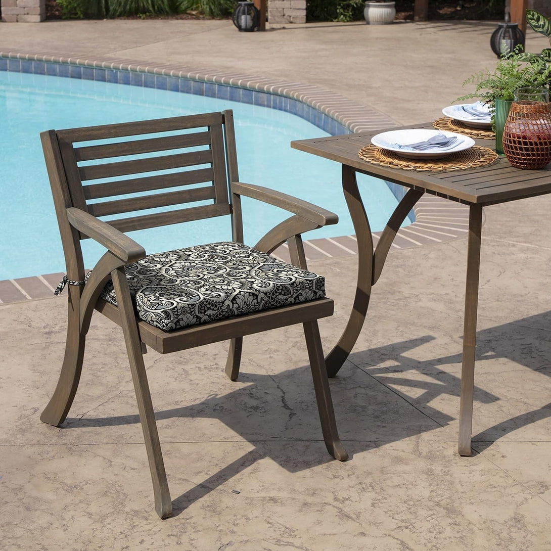 Arden Adirondack Chair Cushion, 19 X 18, Rain-Proof, Fade Resistant, Cushions for Adirondack and Rocking Outdoor Chairs 18 X 19, Black Aurora Damask