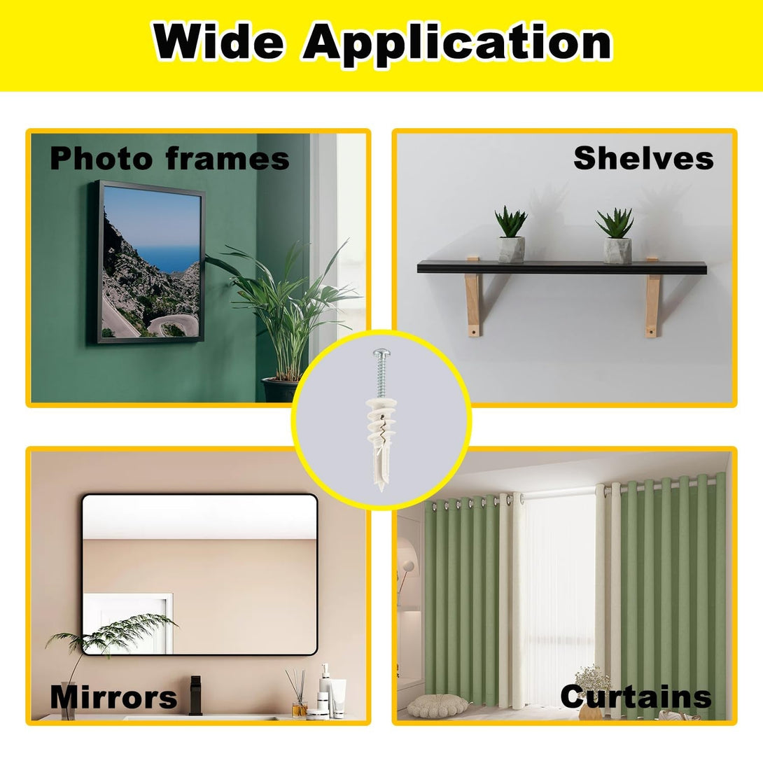 60 Pcs #8 Self Drilling Drywall Anchors,Dry Wall Anchors and Screws Kit, 30 Pcs Nylon Sheetrock Anchors and 30 Pcs #8 X 1-1/4'' Drywall Screw, No Pre Drilling Required-75 Lbs