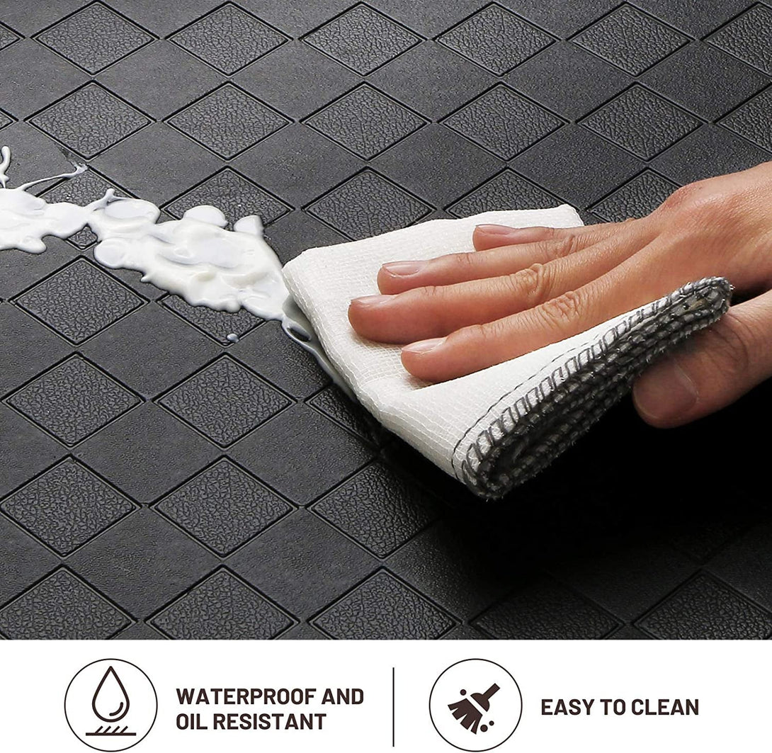 Happytrends Floor Mat Cushioned Anti-Fatigue ,17.3"X28",Thick Waterproof Non-Slip Mats and Rugs Heavy Duty Ergonomic Comfort Rug for Kitchen,Floor,Office,Sink,Laundry,Black