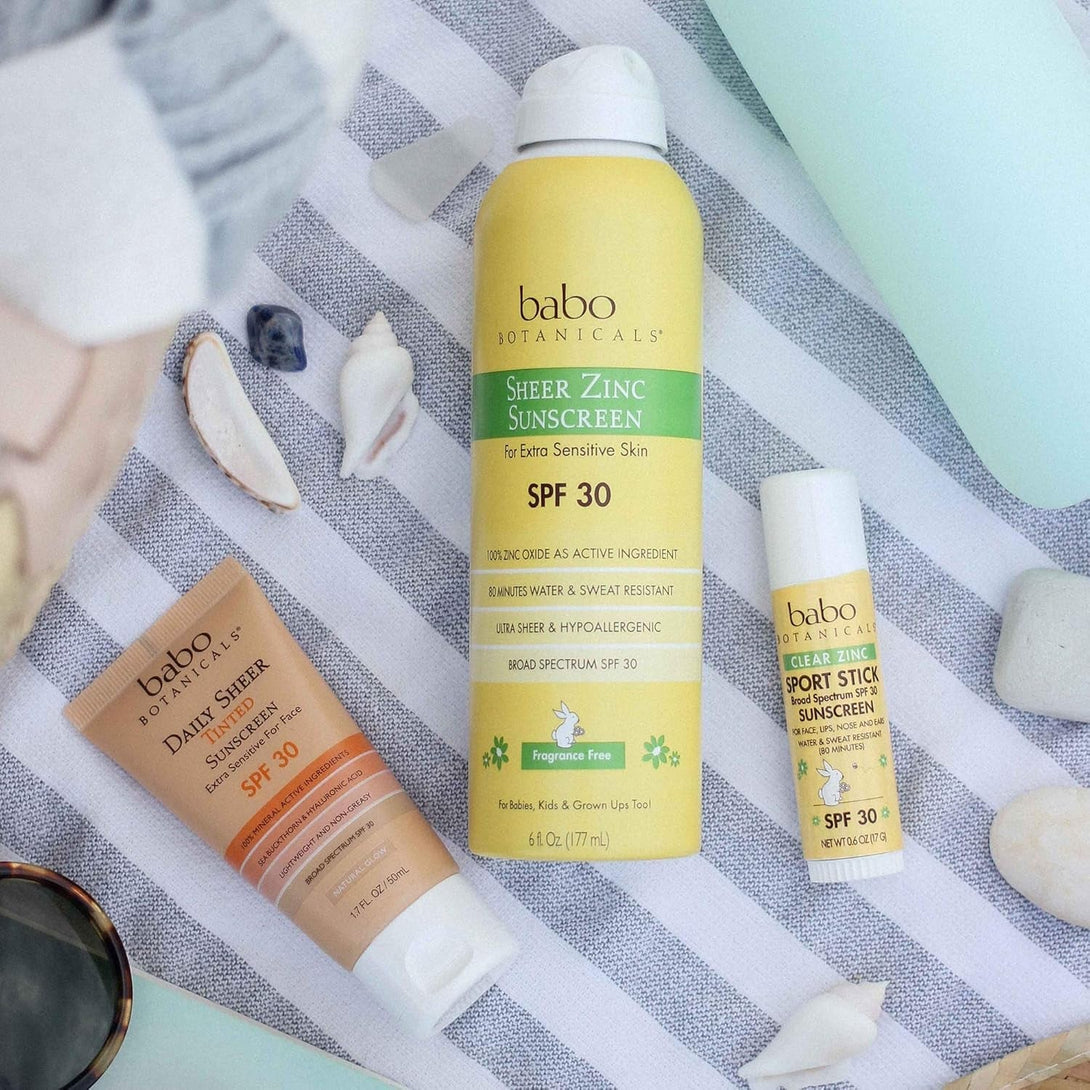 Babo Botanicals Sheer Zinc Mineral Sunscreen Sport Stick SPF30- Natural Zinc Oxide- Shea Butter- Fragrance-Free - Water Resistant - Made Safe Certified