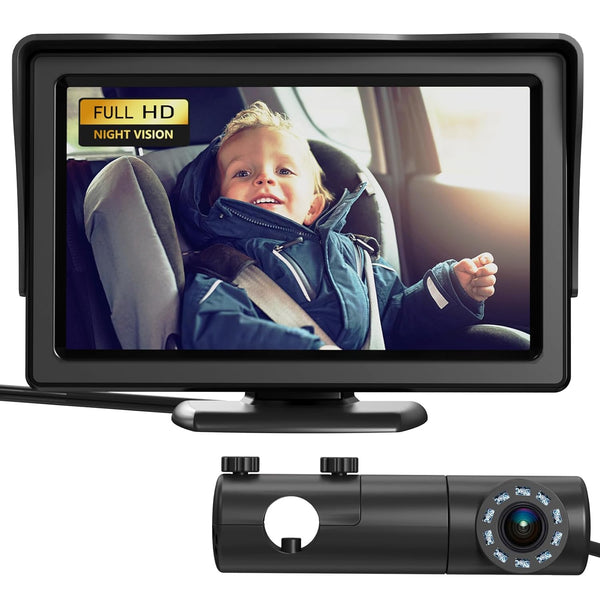 Baby Car Camera, HD Display Baby Car Mirror with Night Vision Feature, 4.3 Inch Baby Car Monitor with Wide Clear View, Baby Car Seat Mirror Camera Rear Facing to Observe Baby’S Every Move