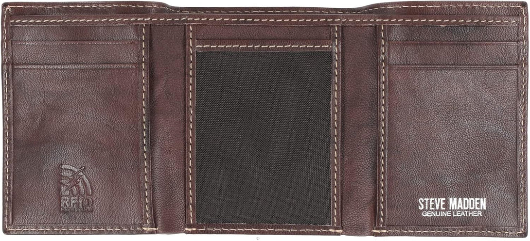 Steve Madden Men'S RFID Trifold Wallet with Id Window