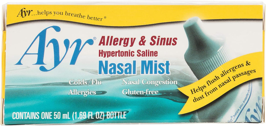 AYR Allergy & Sinus Hypertonic Saline Nasal Mist, White, 1.69 Fl Oz