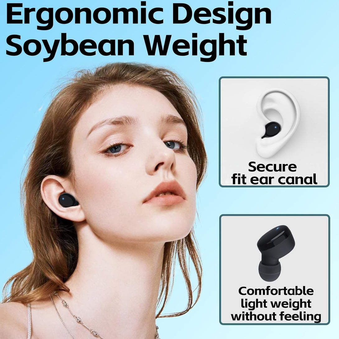 Wireless Earbuds In-Ear Headphones Bluetooth 5.3 with Built-In Mics Deep Bass Clear Call Ultralight Headsets up to 30H Play Time for Studying Workout Gaming