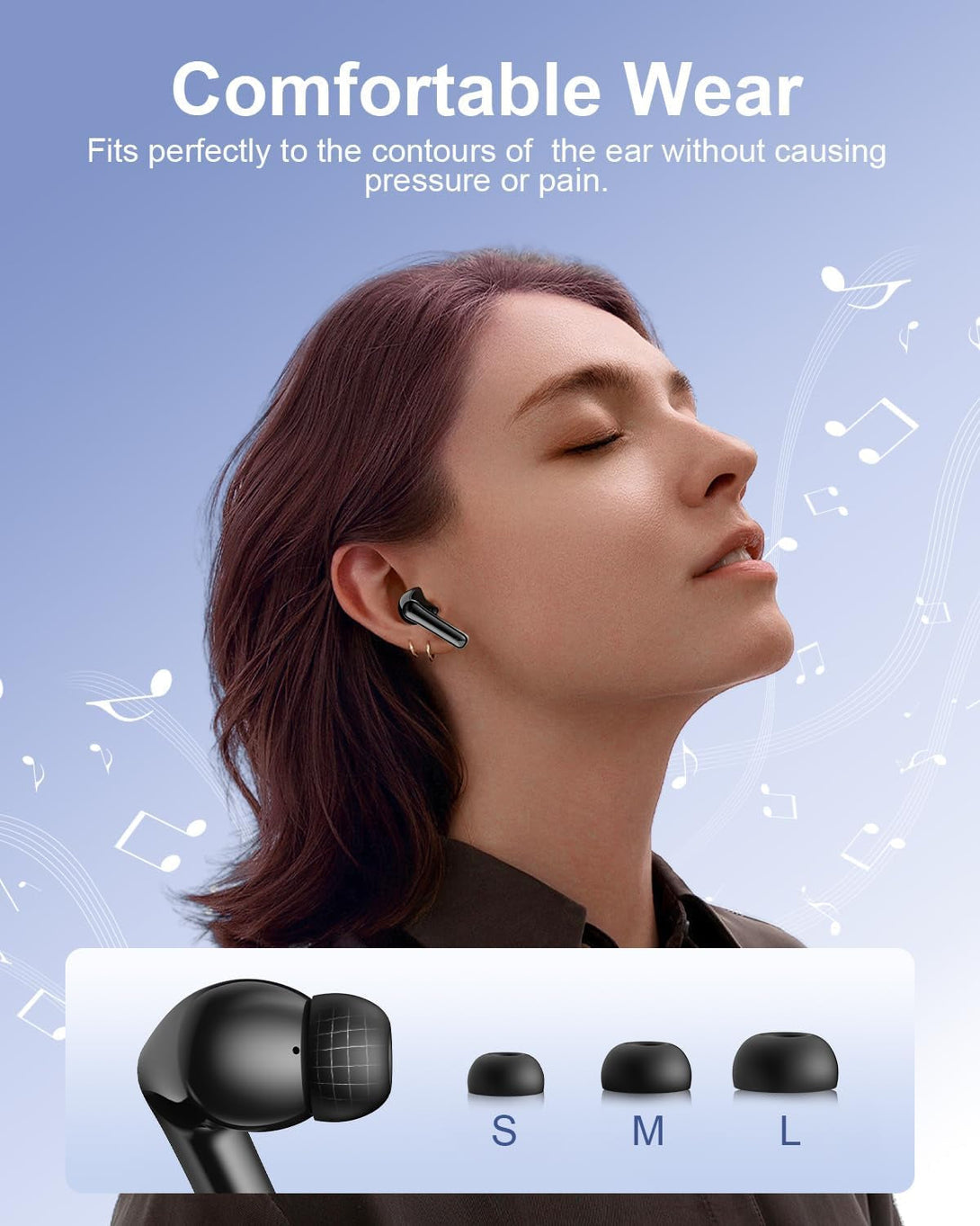 Wireless Earbuds Bluetooth Headphones, Ear Buds with Deep Bass, 40H Long Playtime, LED Power Display, IP7 in Ear Earphone with Mic for Iphone Android Phone Sports Workout, Black
