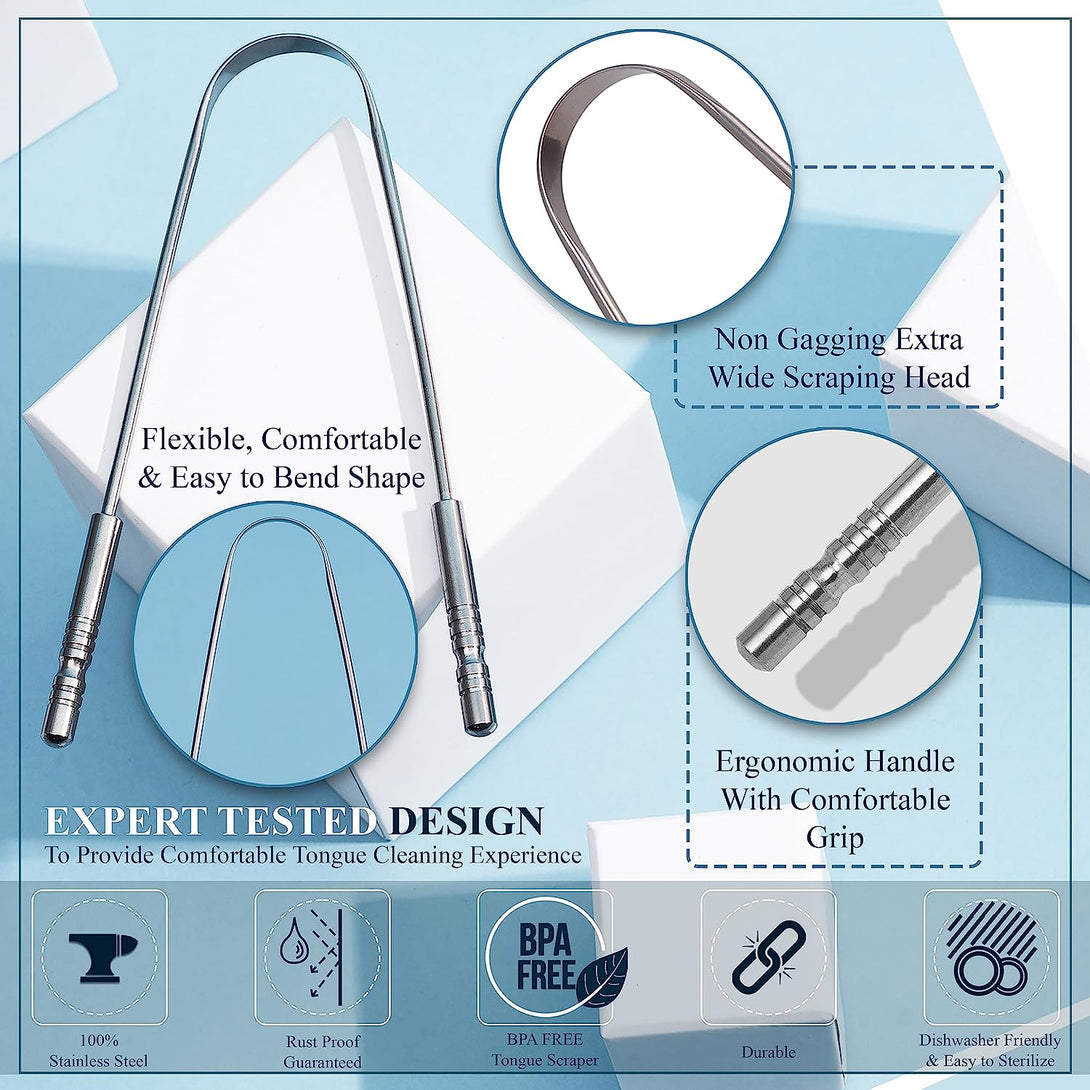 Mastermedi Tongue Scraper with Case Easy to Use Tongue Scraper for Adults, Tongue Cleaner for Oral Care & Hygiene (Single Pack (With Travel Case))